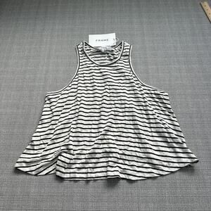 FRAME Swingy‎ Tank Top Small Pullover 100% Linen Black White New